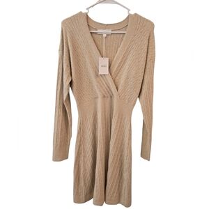 LUCKY BRAND FAUX WRAP V- NECK SWEATER DRESS. SIZE SMALL.